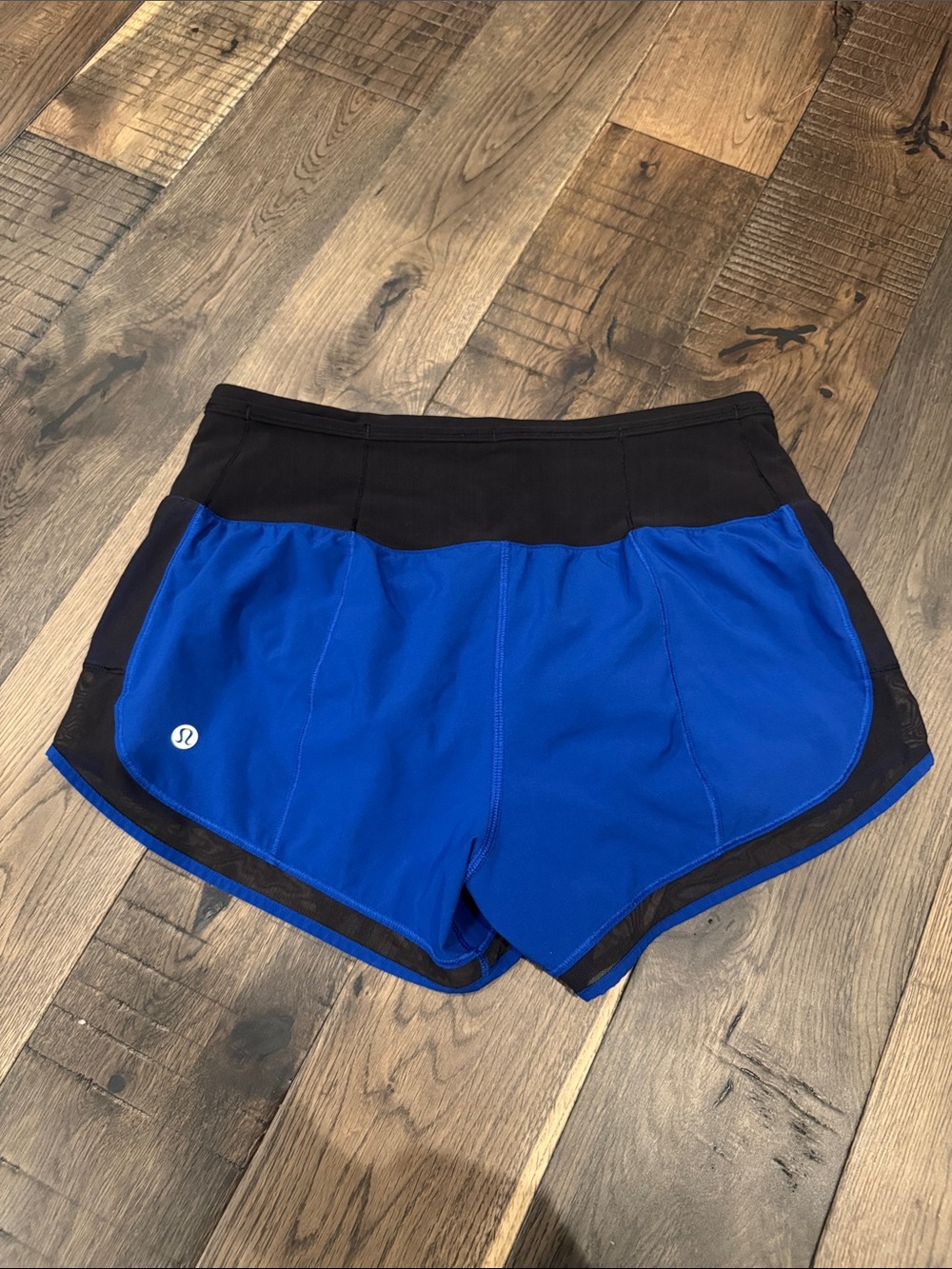 Lululemon Two-Tone Blue & Black Mesh Running Shorts Size 4